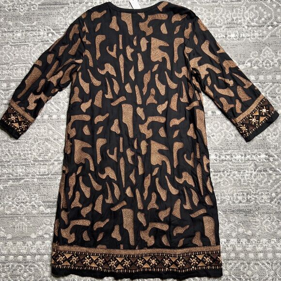 Soft Surroundings NWT Tunic Dress Medium Sequins Embroidery 3/4 Sleeve Anantara - Picture 8 of 9